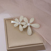 PEARL RHINESTONE FLOWER HAIRPIN DUCKBILL CLIP_CWAHA4741