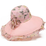 SEASIDE FLOWER BREATHABLE LARGE BRIM SUN HAT_CWAH1457