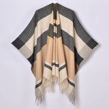 SIMPLE TASSEL PATTERN WIDE HORIZONTAL STRIPE SHAWL_CWASC0939