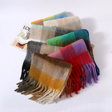 FAUX CASHMERE PLAID SCARF THICK FRINGED WRAP_CWASC2698
