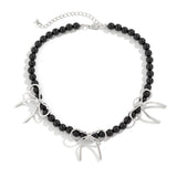 HOT SELLING BLACK BOW BEADED NECKLACE_CWAJE1171