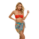 BANDEAU MESH WRAP SKIRT THREE PIECE SWIMSUIT_CWMW0333