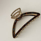Half Moon Gold Metal Hair Clip Large For Women_Cwaha0298