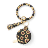 PU LEATHER ROUND WRISTLET WITH MIRROR POUCH_CWMM7021