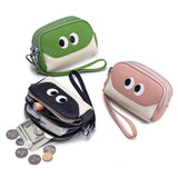 CUTE MINI LEATHER WRISTLET TRIPLE ZIPPER POUCH_CUAB00380