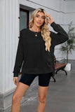 Solid Color Thread Round Neck Loose Hoodie