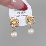 Vintage Bead Rose Earrings