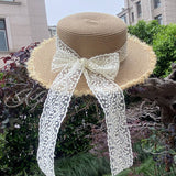 SUMMER LITERARY BOW FLAT TOP SUN HAT_CWAH3392