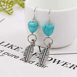 Vintage Heart Pendant Feather Earrings