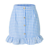 PLAID RUFFLED SHORT SKIRT SMALL FRESH PLAID SKIRT_CWBSS0415