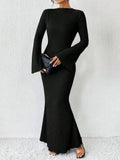 Trumpet Sleeve Long Fishtail Floor-Length Dress