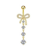 BOWKNOT BELLY RING MICRO CZ DANGLE PIERCING_CWMM9312
