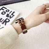 IWATCH9 1 SE WOODEN BEADS GENUINE LEATHER STRAP_CWWW0048