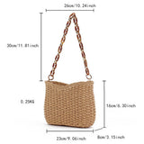 FASHIONABLE AND SIMPLE SOLID COLOR STRAW BAG_CWAB4702