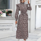 Wooden Ear Sleeves With Belt Floral Print Dress