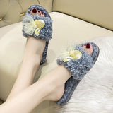 HOMEN LEISURE ROLL PLUSH OPEN TOED SLIPPERS_CWSHS0366