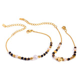 18K GOLD PEARL NATURAL BLACK ONYX BRACELET_CWAJE4889
