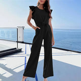 Woven Lace-Up Jumpsuit_Cwsjs0592