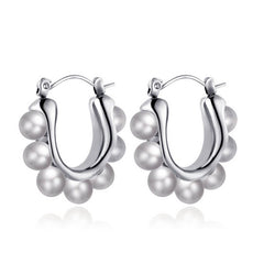 18K GOLD PEARL HUGGIE HOOP EARRINGS_CWAJE0573