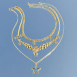 BEADED NECKLACE WITH STAR SHAPED PENDANT TASSELS_CWAJE1158