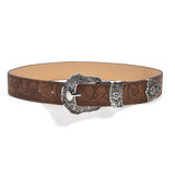 Cwabe0548_Brown Textured Printed Belt