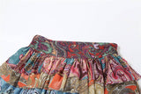 Vintage High Waist Ruffle Print Mini Skirt