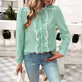 Womens Temperament Contrast Color Striped Shirt