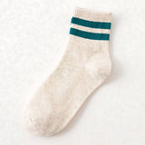 2 STRIPE COTTON MID SOCKS FOR WOMEN WHOLESALE_CWMS070