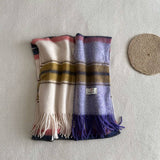 BLUE PLAID FAUX CASHMERE SCARF WINTER WARM_CWASC2337