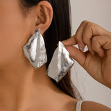 Wrinkled Exaggerated Irregular Teardrop Earrings_Cwaje1813