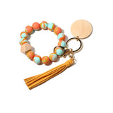 SILICONE BEAD BRACELET KEYCHAIN WITH BEECH WOOD_CWMM6873