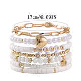 7 PIECE CLAY BRACELET SET WITH LETTER HEART PENDANT_CWMM3536
