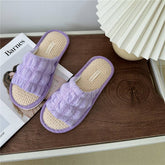 CLOUD PLEATED BUBBLE COTTON LINEN HOME SLIPPERS_CWMM2981