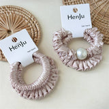 Pink Satin Bead Scrunchie Soft Hair Tie_Cwaha07599