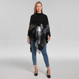 FRINGED CAPE FIXED TIE SHAWL FAUX CASHMERE SCARF_CWASC2160