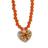 CAT S EYE GLASS HEART FLOWER PENDANT NECKLACE_CWMM7536