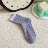 CONTRAST COLOR SMALL FRESH DIAMOND COTTON SOCKS_CWMS0913