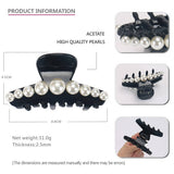 ACETATE PEARL SHARK CLIP HAIRPIN FOR BACK OF HEAD_CWAHA4250