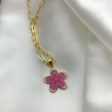 MULTI LAYERED OIL DRIPPING FLOWER PENDANT NECKLACE_CWMM3825
