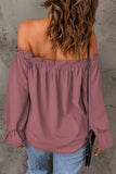 Solid-Color Pullover Sexy Off-The-Shoulder Shirt
