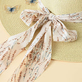NEW BUTTERFLY PATTERN STRAPPY DOME STRAW HAT_CWAH1435