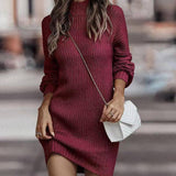Turtleneck Sweater Women Long-Sleeved Knit Dress
