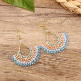FASHIONABLE HAND WOVEN GREEN FAN EARRINGS_CWAJE4004
