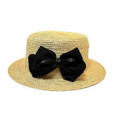 RETRO VACATION TRAVEL SUNSHADE BOW STRAW HAT_CWAH1215
