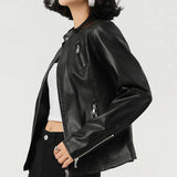 SLIM FIT PU LEATHER JACKET FALL FASHION FOR WOMEN_CWMM9008