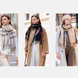 COLORBLOCK PLAID SCARF CHIC WINTER COUPLE SHAWL_CWASC0213