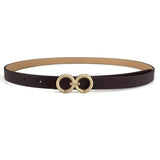 DOUBLE ROUND BUCKLE VERSATILE WOMENS THIN BELT_CWABE0693