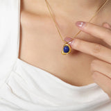 INLAID SAPPHIRE PENDANT NECKLACE JEWELRY_CWAJE1089
