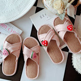 RETRO CROSS LINEN NON SLIP SLIPPERS FOR WOMEN_CWMM2948