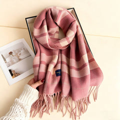 Fresh Plaid Cashmere Feel Tassel Scarf Wrap_Cwasc03245